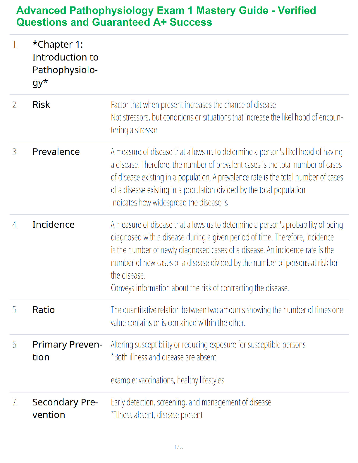 Advanced Pathophysiology Exam 1 Mastery Guide - Verified Questions and Guaranteed A+ Success