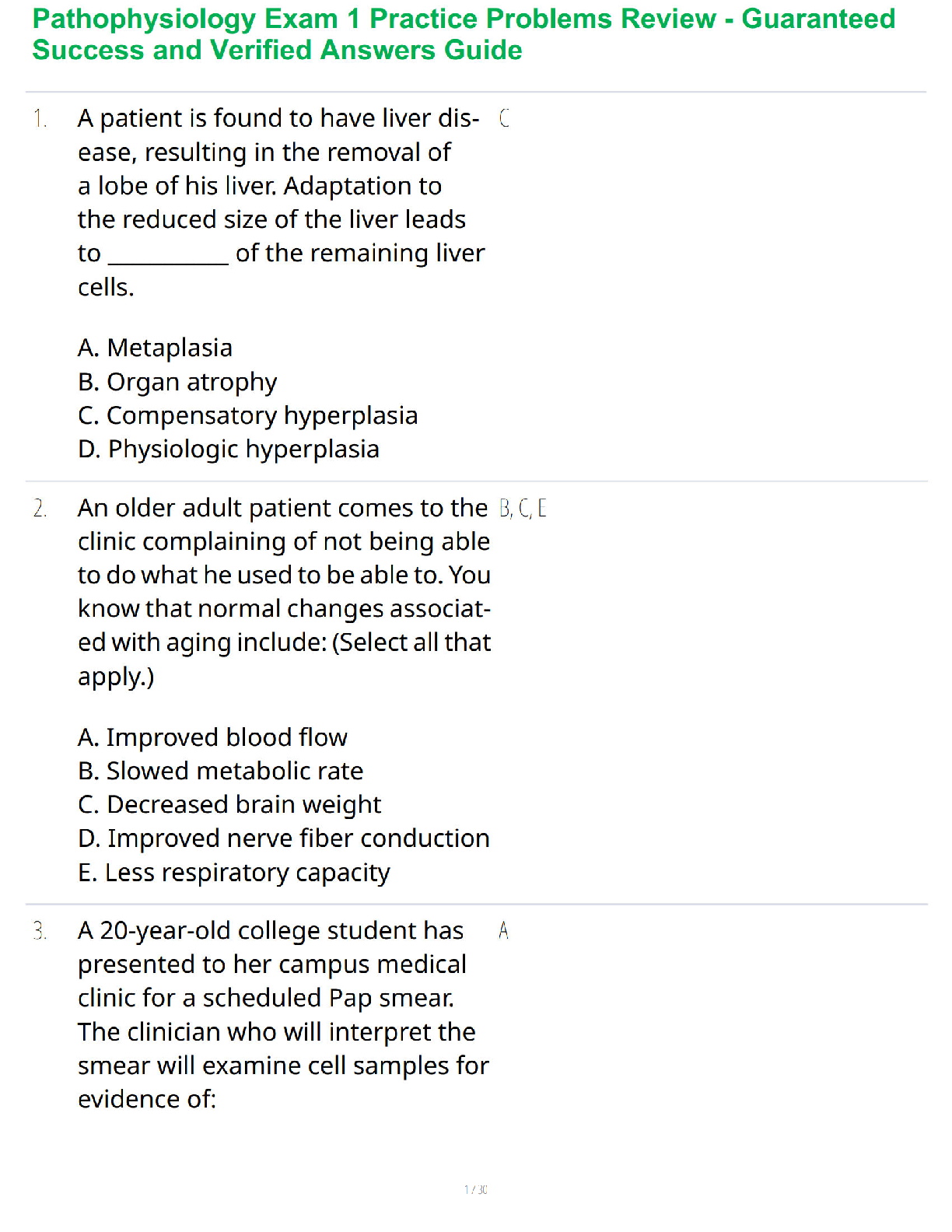 Recommended document preview for Pathophysiology Exam 1 Practice Problems Review - Guaranteed Success and Verified Answers Guide