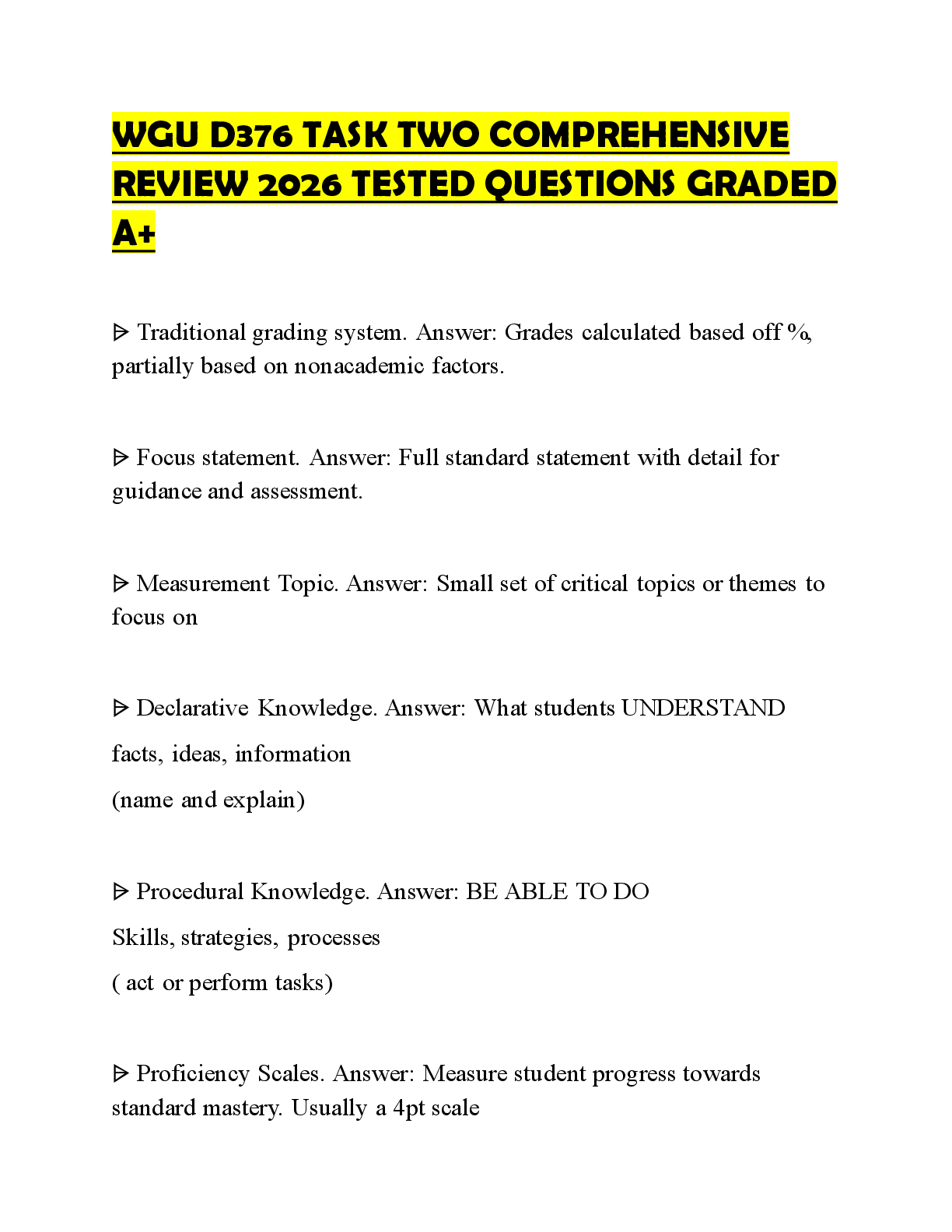 Recommended document preview for WGU D376 TASK TWO COMPREHENSIVE REVIEW 2026 TESTED QUESTIONS GRADED A+