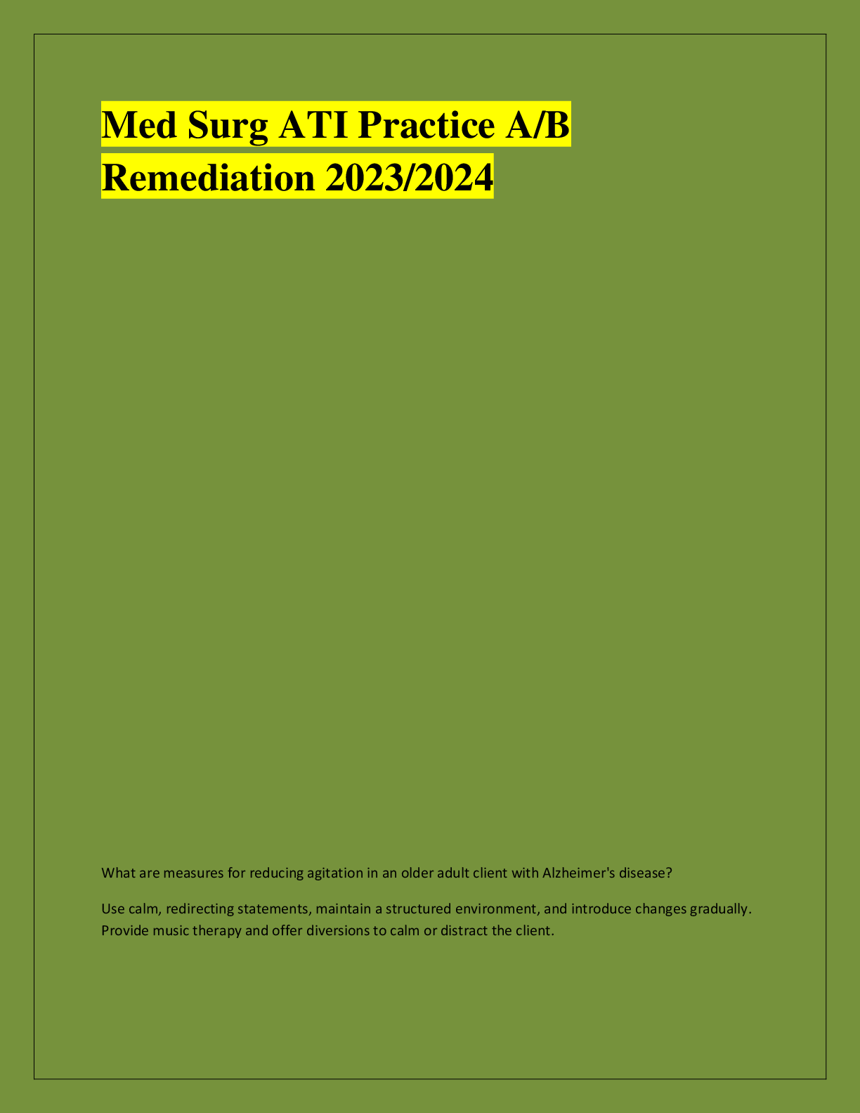 Preview of Med Surg ATI Practice A/B  Remediation 2023/2024
