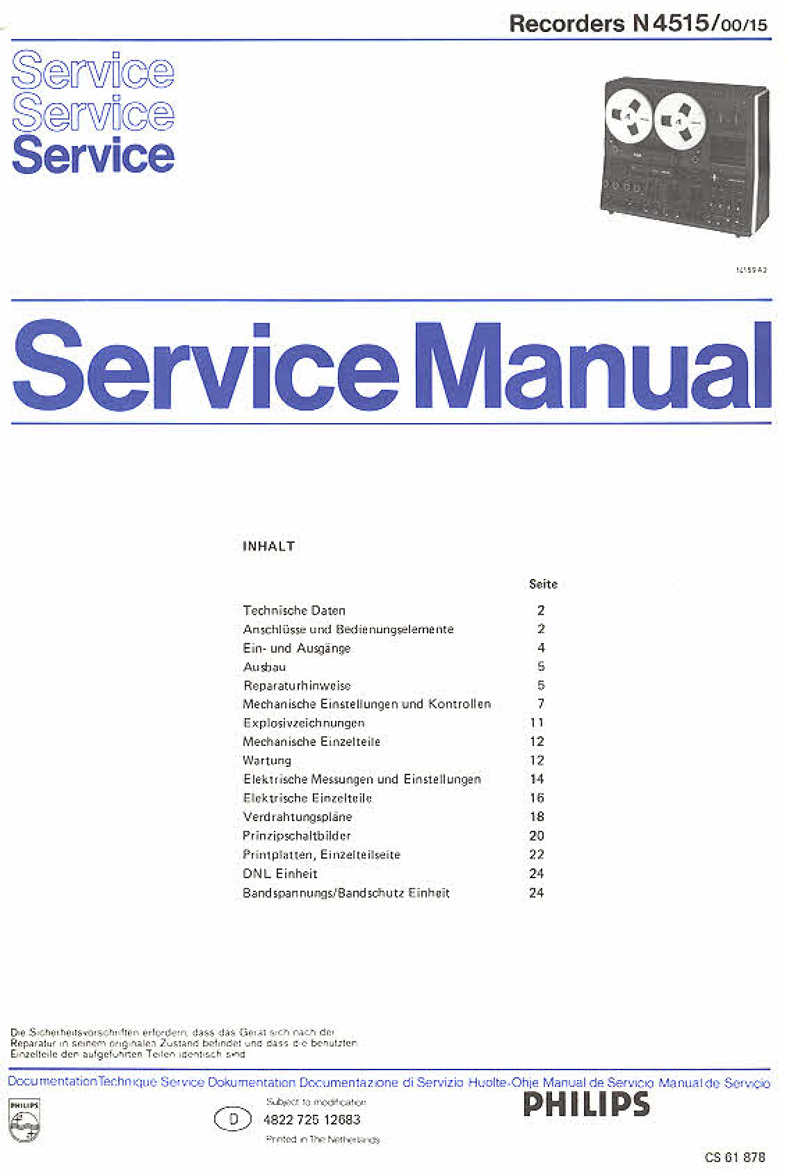 Recommended document preview for Philips N4515 SERVICE MANUAL