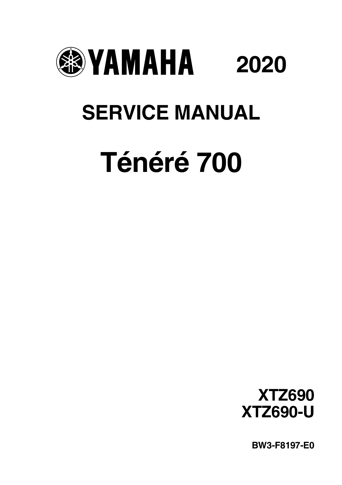 Recommended document preview for Yamaha TENERE 700 Workshop Manual 2020 2021 Service Shop XTZ690