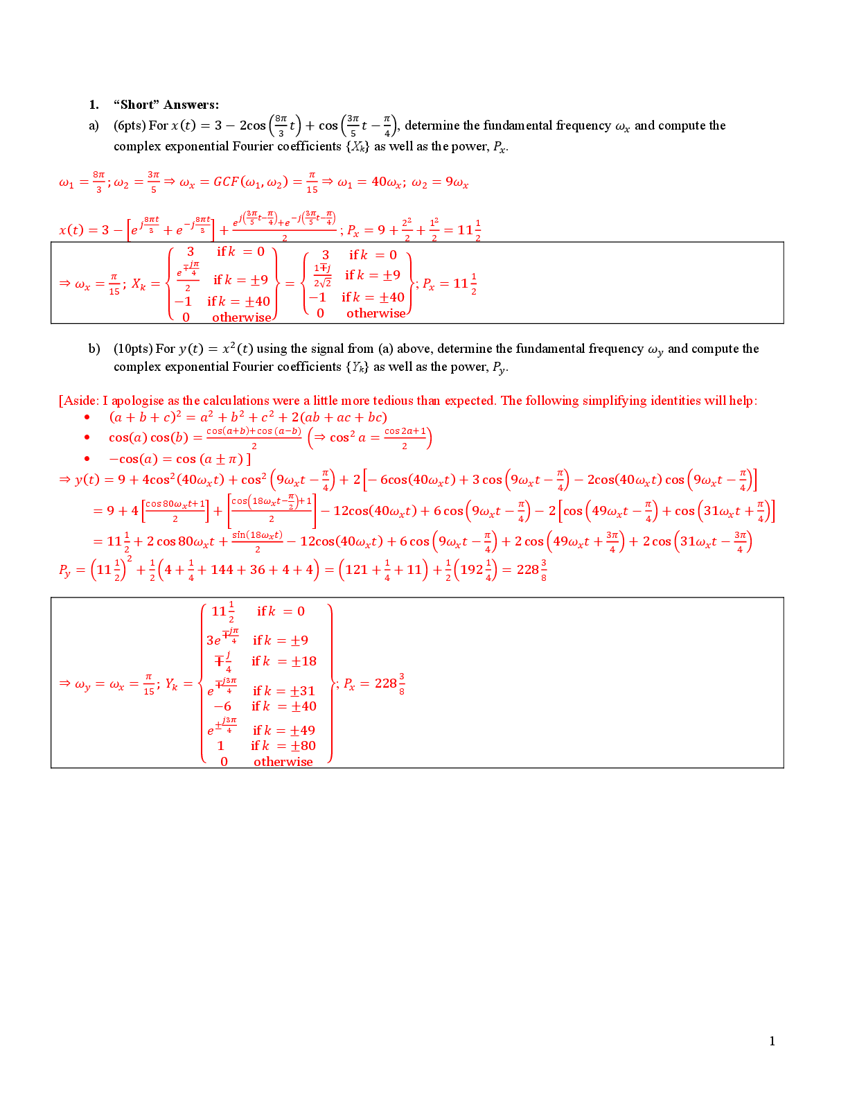 Preview of ELEC 221 Signals & Systems EXAM SOLUTIONS