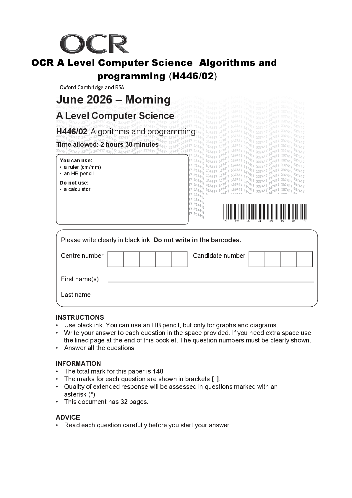 Preview image for OCR A Level Computer Science Algorithms and programming (H446/02