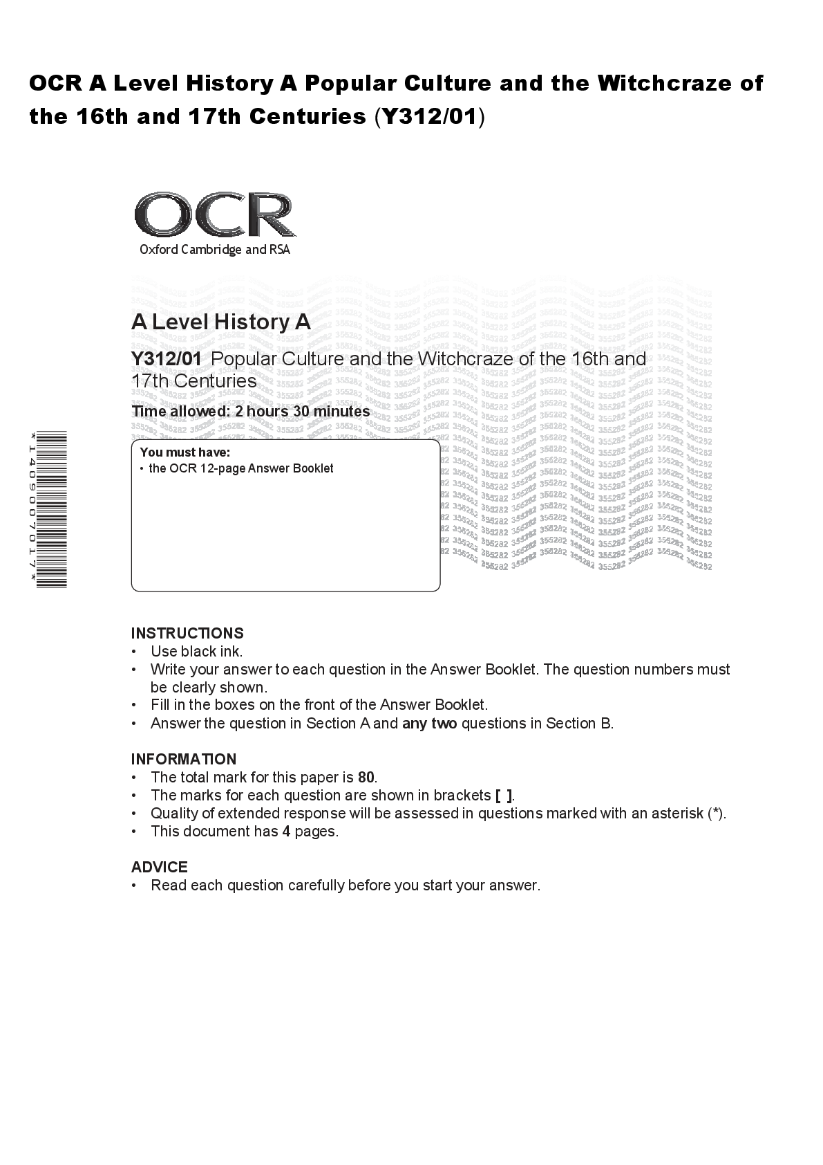 Preview image for OCR A Level History A Popular Culture and the Witchcraze of the 16th and 17th Centuries (Y312/01)