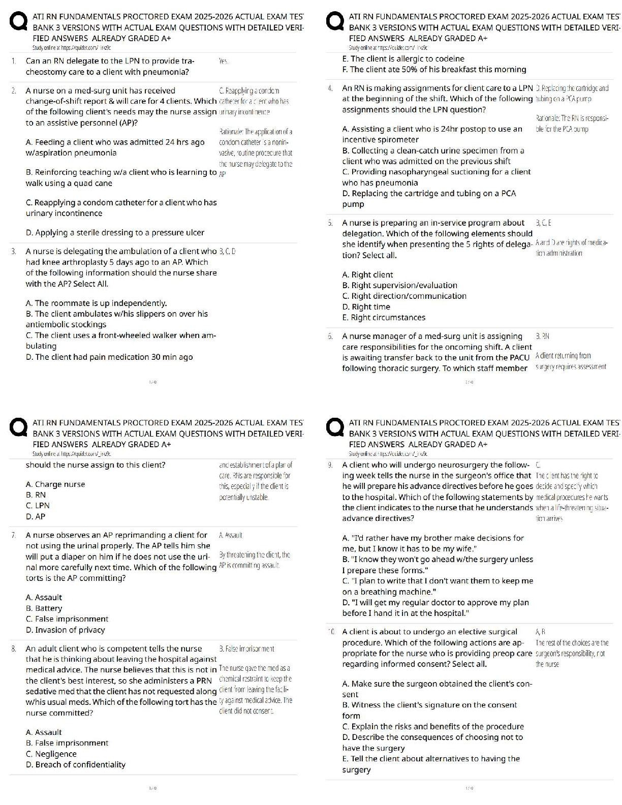 Recommended document preview for ATI RN Fundamentals Proctored Exam 2025/2026 Practice Test Bank | 3 Full Versions NCLEX Style Questions & Answers