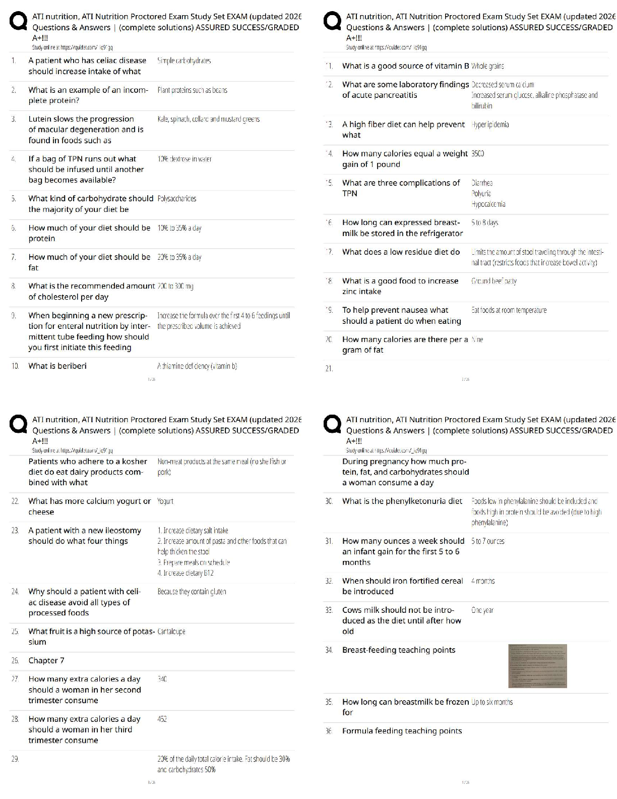 ATI Nutrition Proctored Exam Study Set 2025/2026 | Score 100% Latest Version Test Bank / Practice Questions