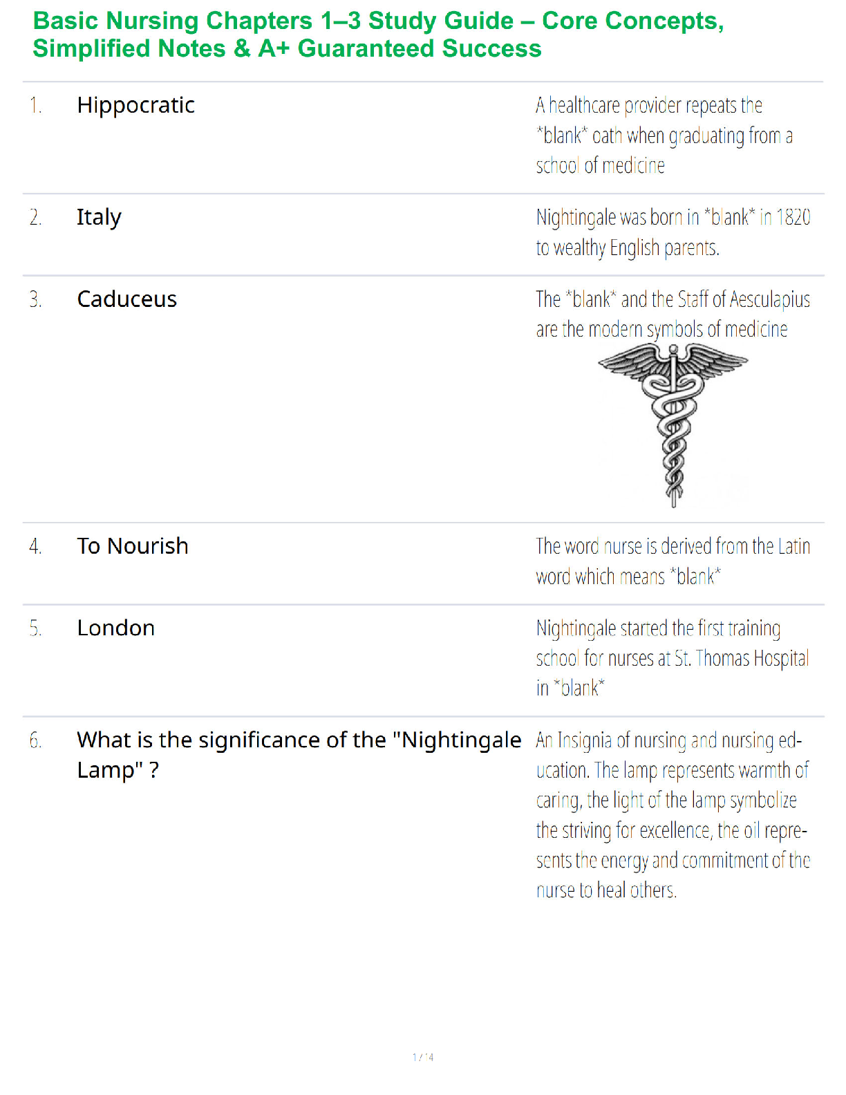 Basic Nursing Chapters 1–3 Study Guide – Core Concepts, Simplified Notes & A+ Guaranteed Success