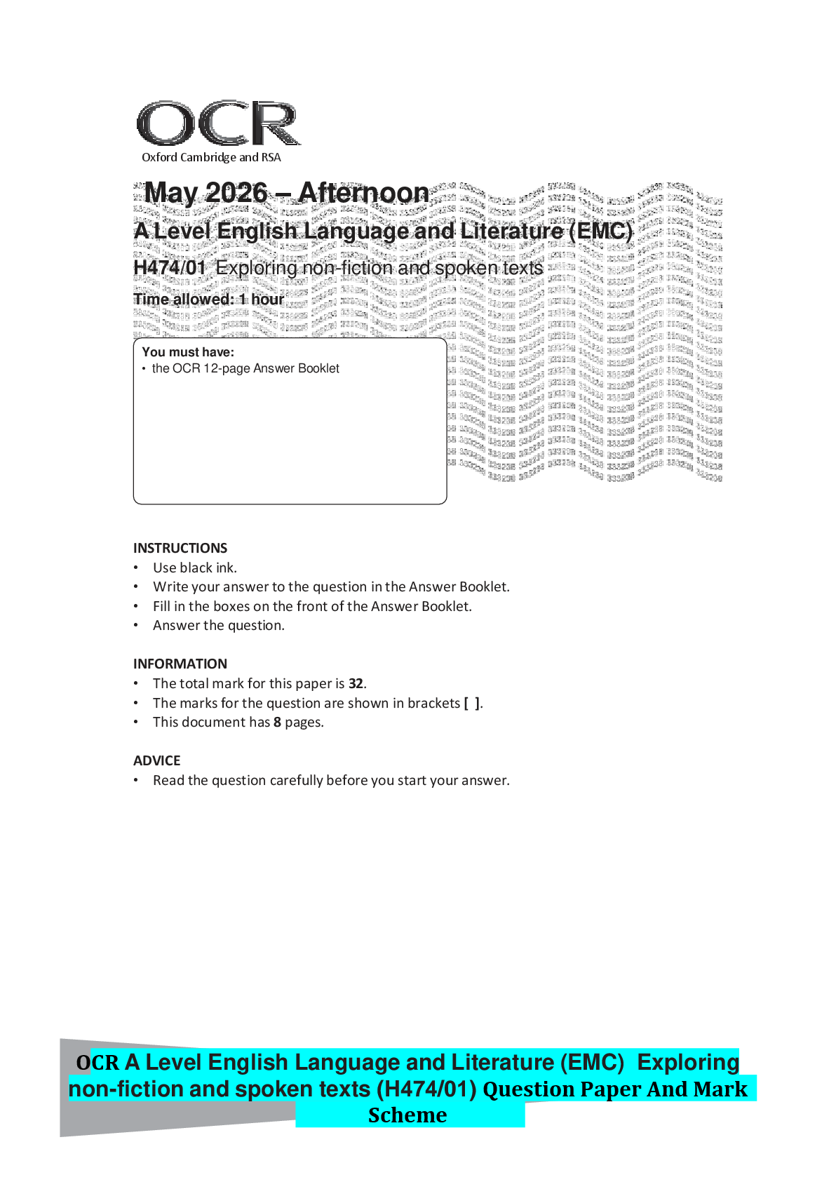 Preview of OCR A Level English Language and Literature (EMC) Exploring non-fiction and spoken texts (