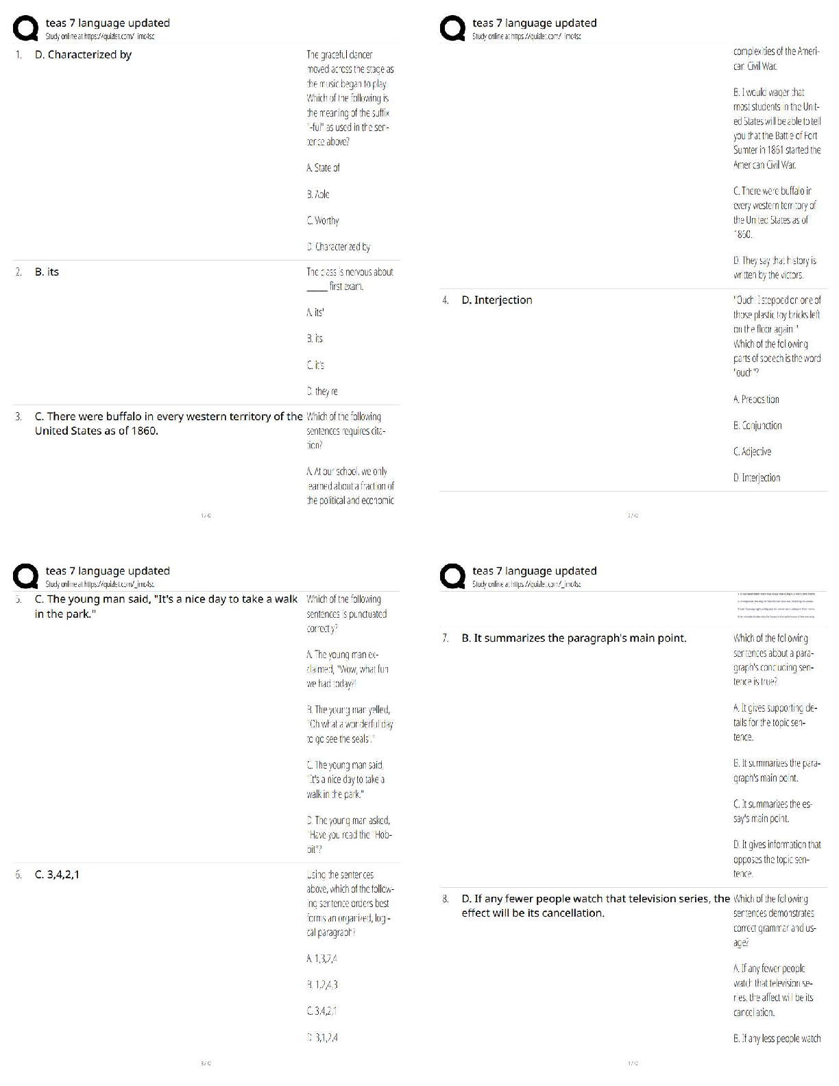 Recommended document preview for ATI TEAS 7 Language Usage Updated 2025/2026 | Score 100% Practice Questions / Grammar Test Bank