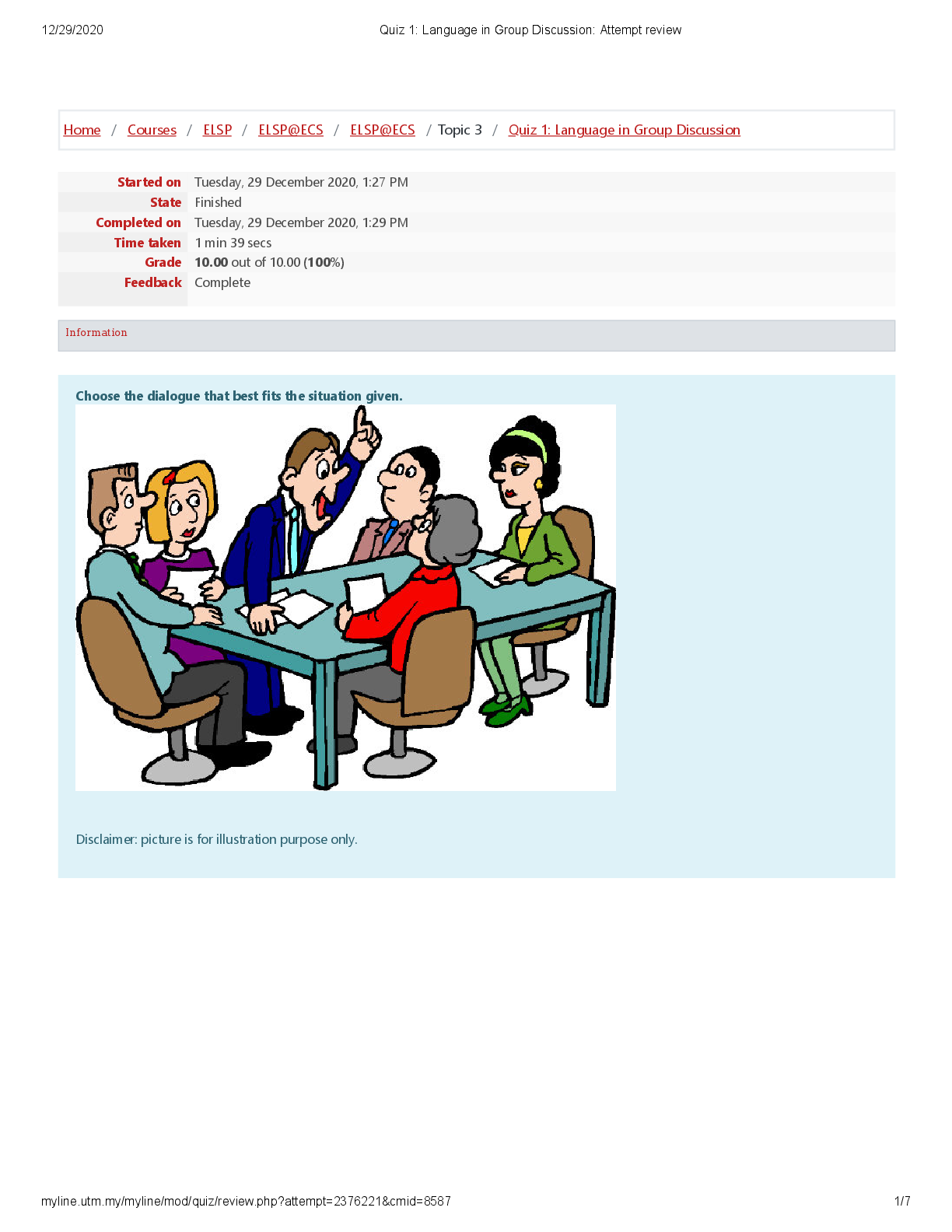 Preview of ENGLISH 3000 Quiz 1 Language in Group Discussion Attempt review