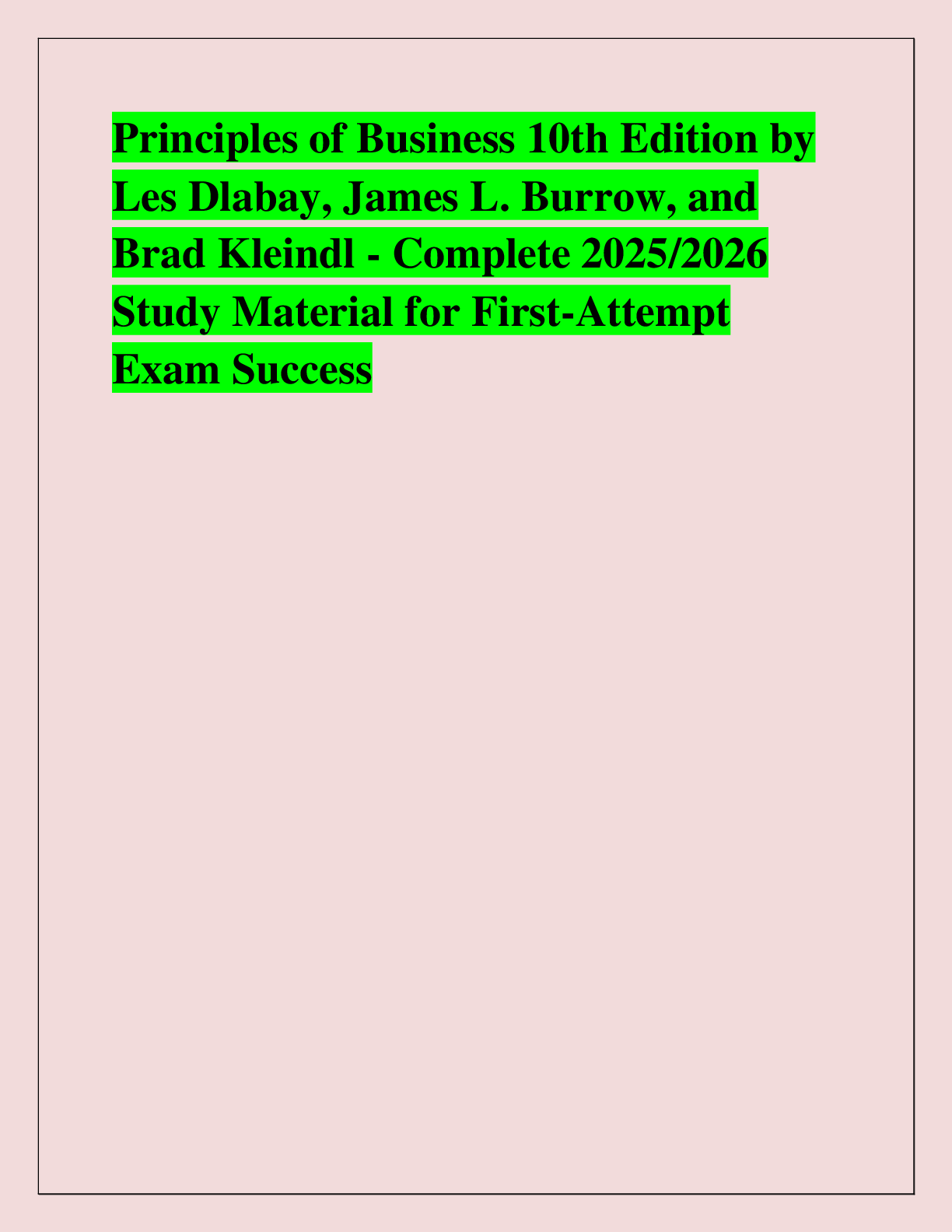 Preview of Principles of Business 10th Edition by  Les Dlabay, James L. Burrow, and  Brad Kleindl - C