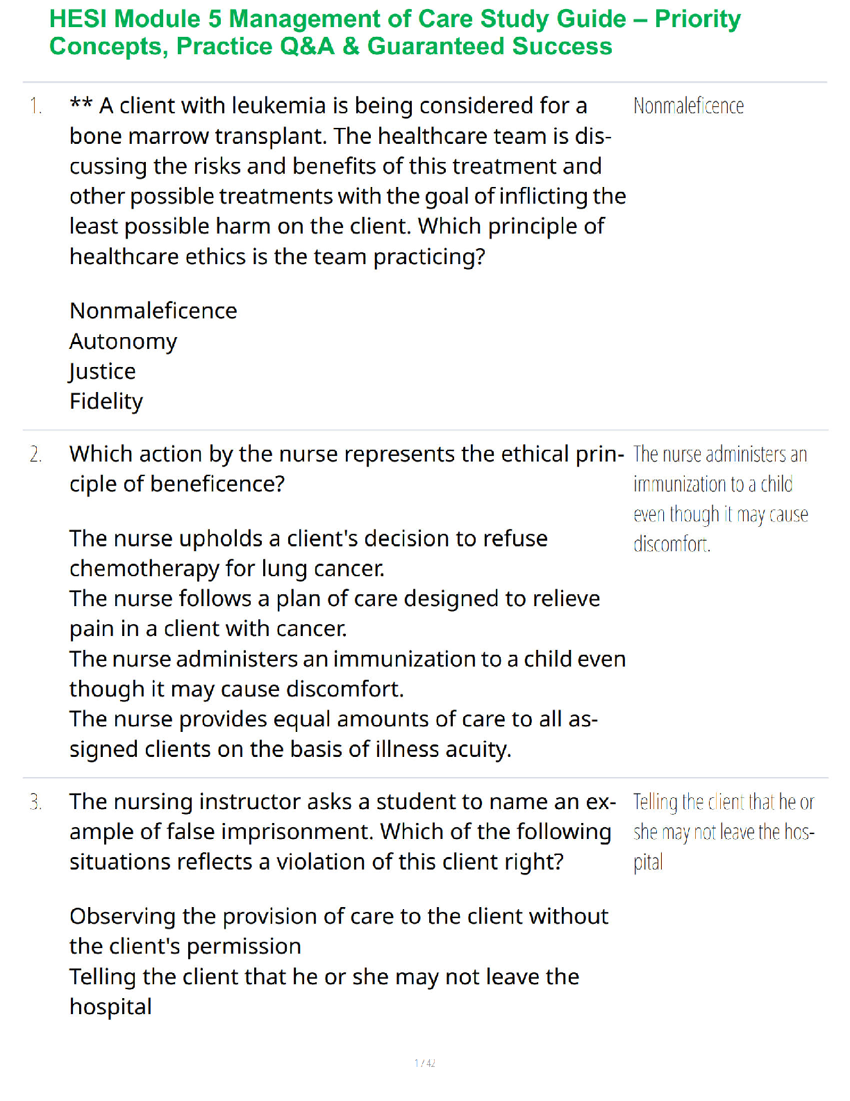 Recommended document preview for HESI Module 5 Management of Care Study Guide – Priority Concepts, Practice Q&A & Guaranteed Success