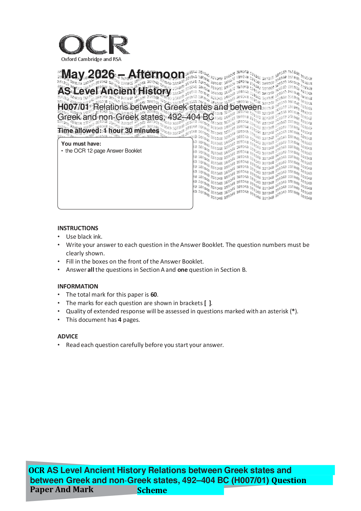 Preview of OCR AS Level Ancient History Relations between Greek states and between Greek and non‑Gree