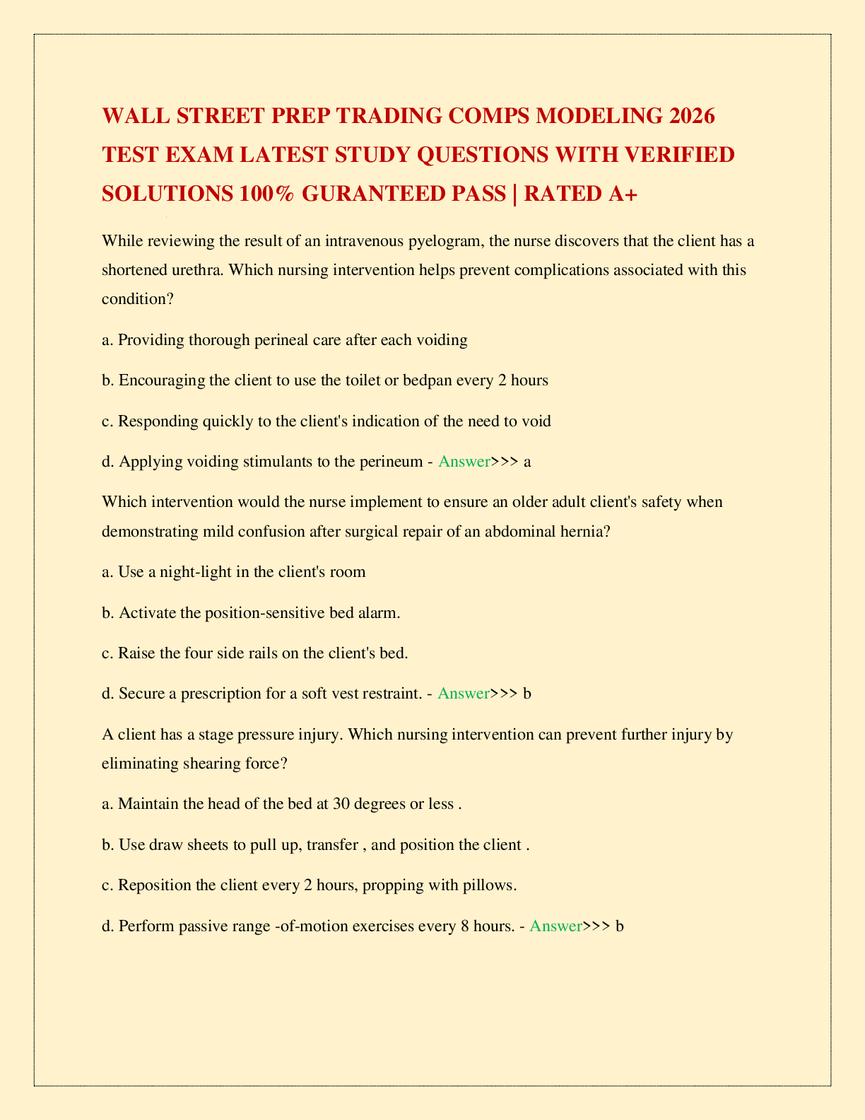 WALL STREET PREP TRADING COMPS MODELING 2026 TEST EXAM LATEST STUDY QUESTIONS WITH VERIFIED SOLUTIONS 100% GURANTEED PASS | RATED A+