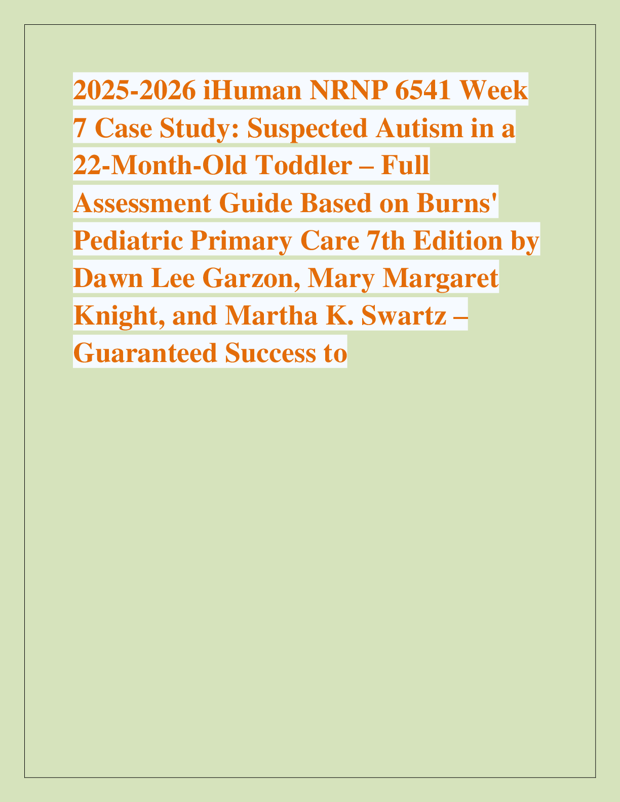 Preview image for 2025/2026 i-Human Case Study: Acute Streptococcal  Pharyngitis (Jenna James) – Expertly Authored by  Lauren Paluch for Guaranteed First-Attempt Success