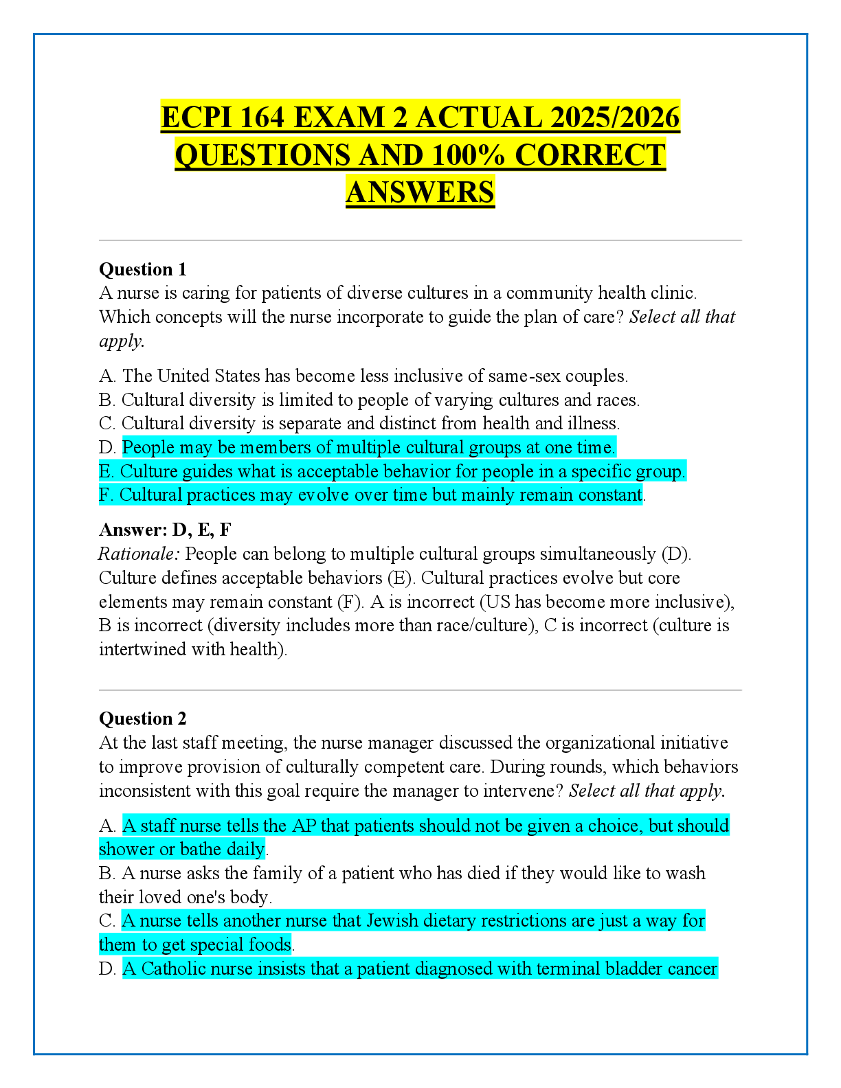 Recommended document preview for ECPI 164 EXAM 2 ACTUAL 2025/2026  QUESTIONS AND 100% CORRECT  ANSWERS