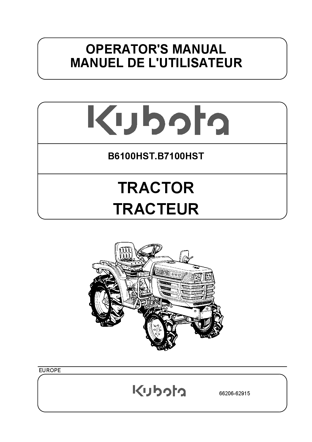 Recommended document preview for Kubota B6100HST-B7100HST Tractor Operators Manual