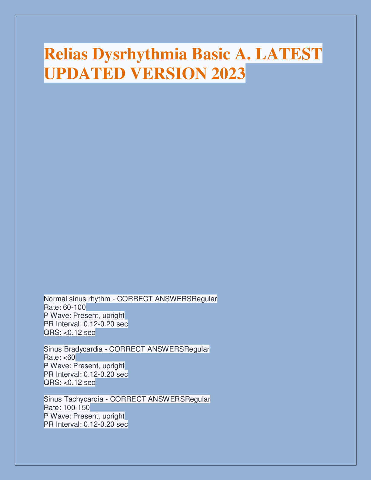 Preview of Relias Dysrhythmia Basic A. LATEST  UPDATED VERSION 2023
