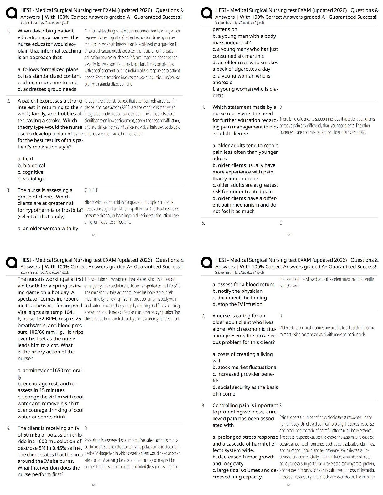 Recommended document preview for HESI Medical-Surgical Nursing Test Exam 2026 / Updated Med-Surg HESI Practice Questions & Answers / Score 100%