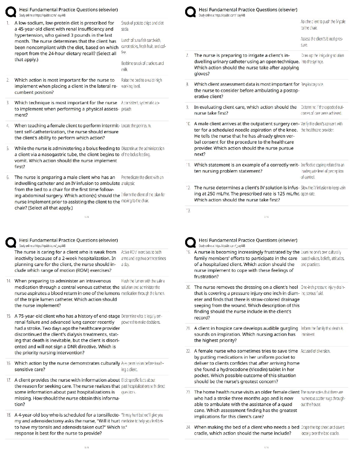 Recommended document preview for HESI Fundamentals Practice Questions (Elsevier) 2026 / Nursing Fundamentals Exam Test Bank & Answers / NCLEX-Style Review