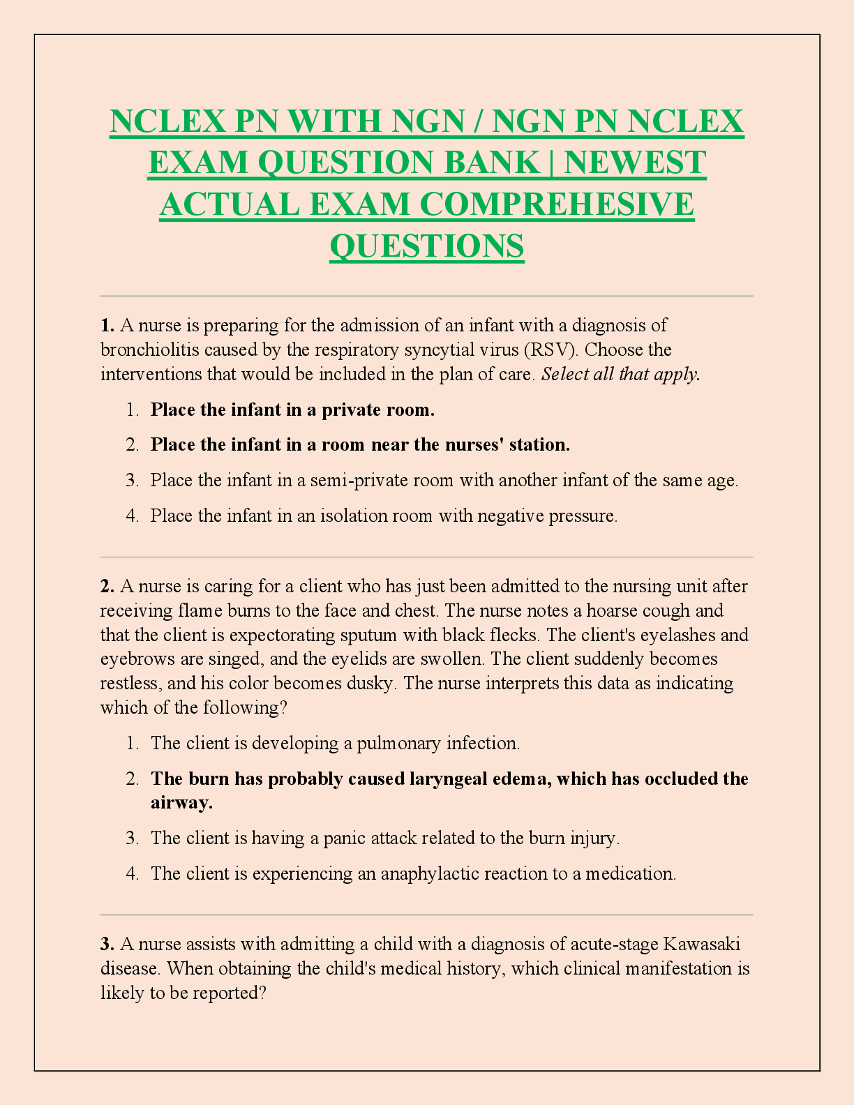 Preview of NCLEX PN WITH NGN / NGN PN NCLEX  EXAM QUESTION BANK | NEWEST  ACTUAL EXAM COMPREHESIVE  Q