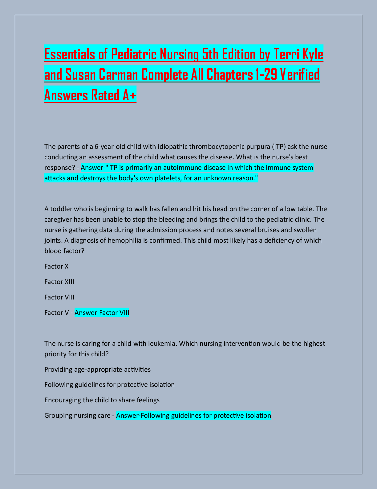 Preview of Essentials of Pediatric Nursing 5th Edition by Terri Kyle  and Susan Carman Complete All C