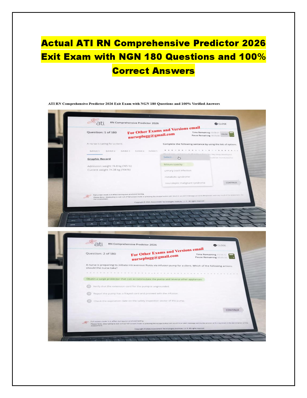 Recommended document preview for Actual ATI RN Comprehensive Predictor 2026  Exit Exam with NGN 180 Questions and 100%  Correct Answers