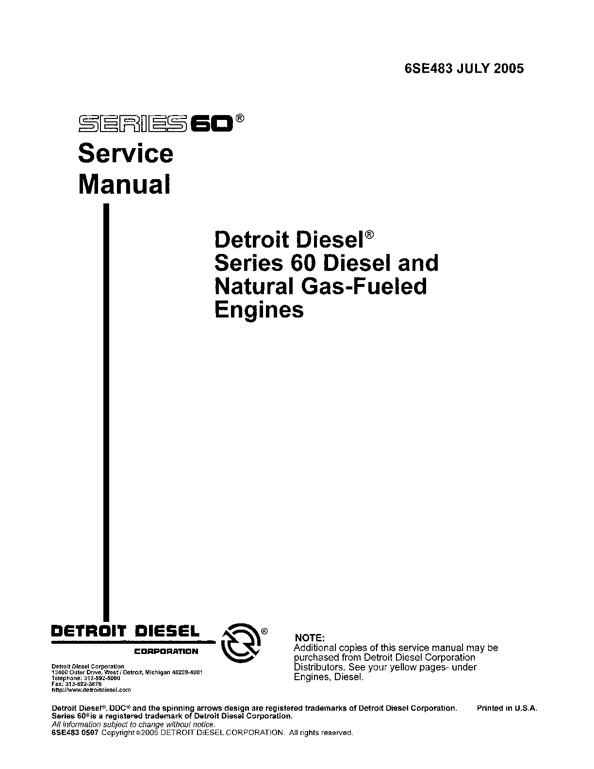 Recommended document preview for Detroit Diesel Series 60 Service Manual - Diesel and Natural Gas-Fueled Engines