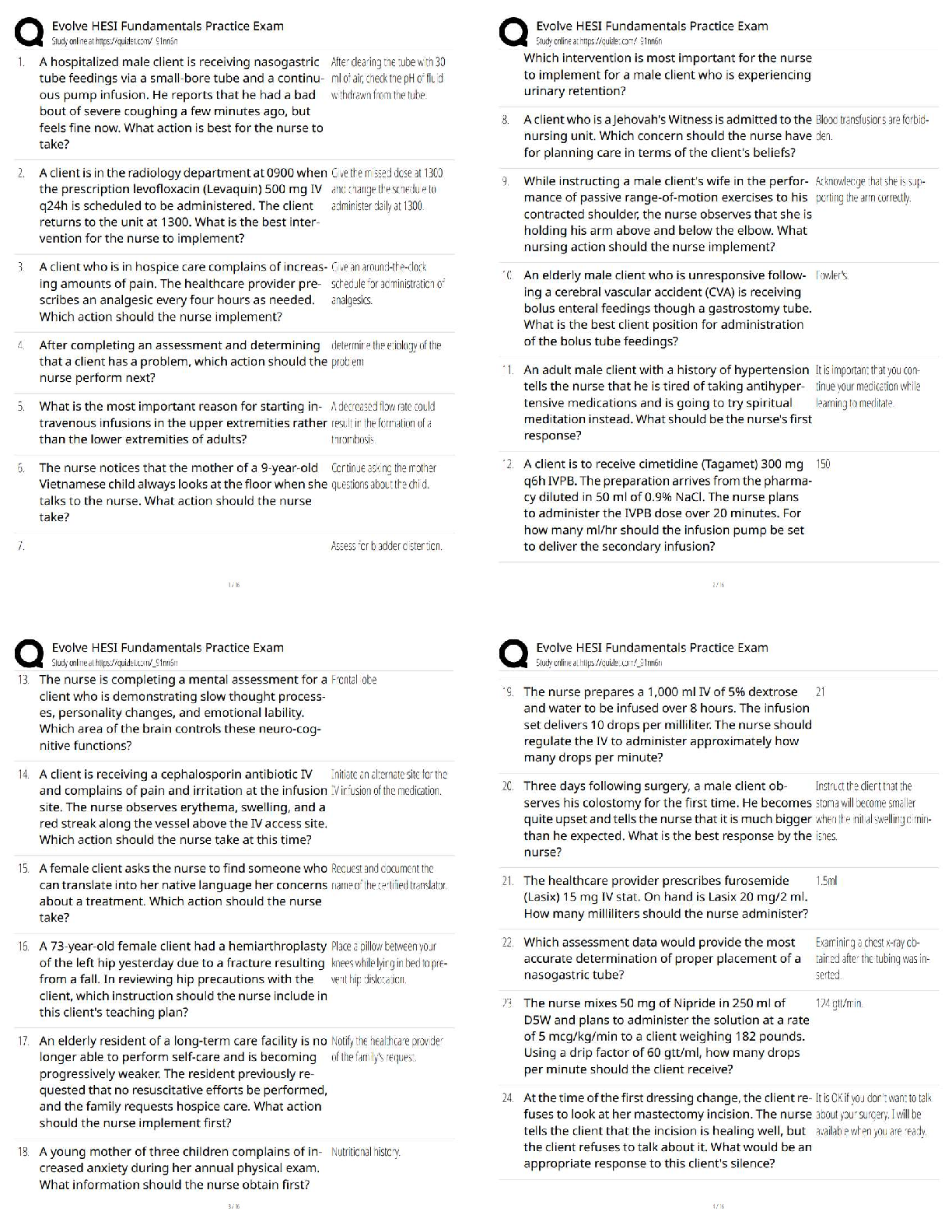 Recommended document preview for Evolve HESI Fundamentals Practice Exam 2026 / Score 100% Test Bank Questions & Answers / Elsevier NCLEX-Style Review