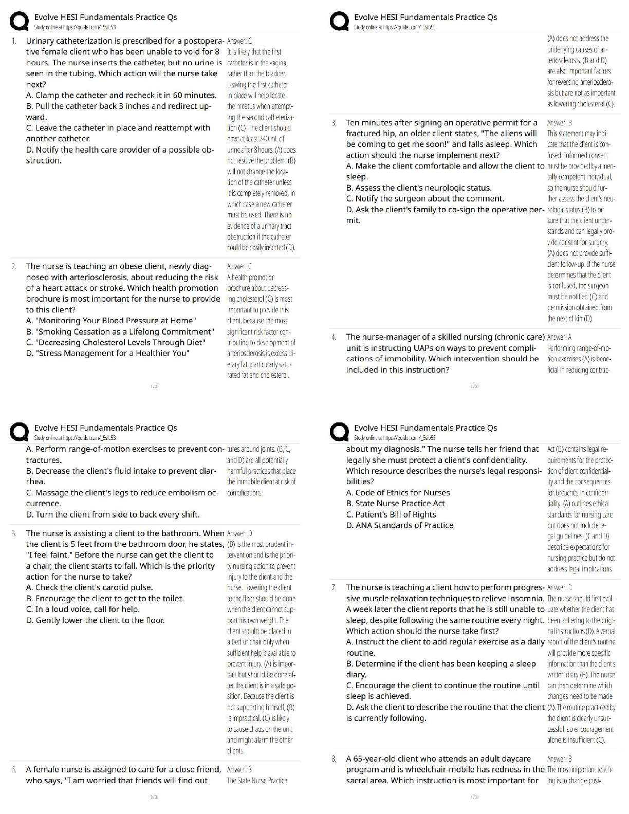 Recommended document preview for Evolve HESI Fundamentals Practice Questions 2026 / Elsevier Nursing Fundamentals Test Bank & Answers / NCLEX-Style Review