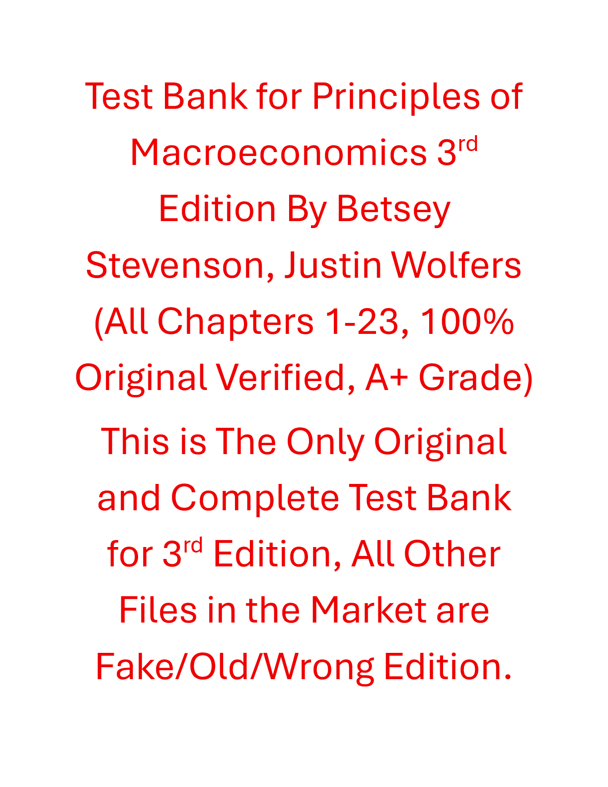 Recommended document preview for Test Bank Principles of Macroeconomics 3rd Edition By Betsey Stevenson, Justin Wolfers