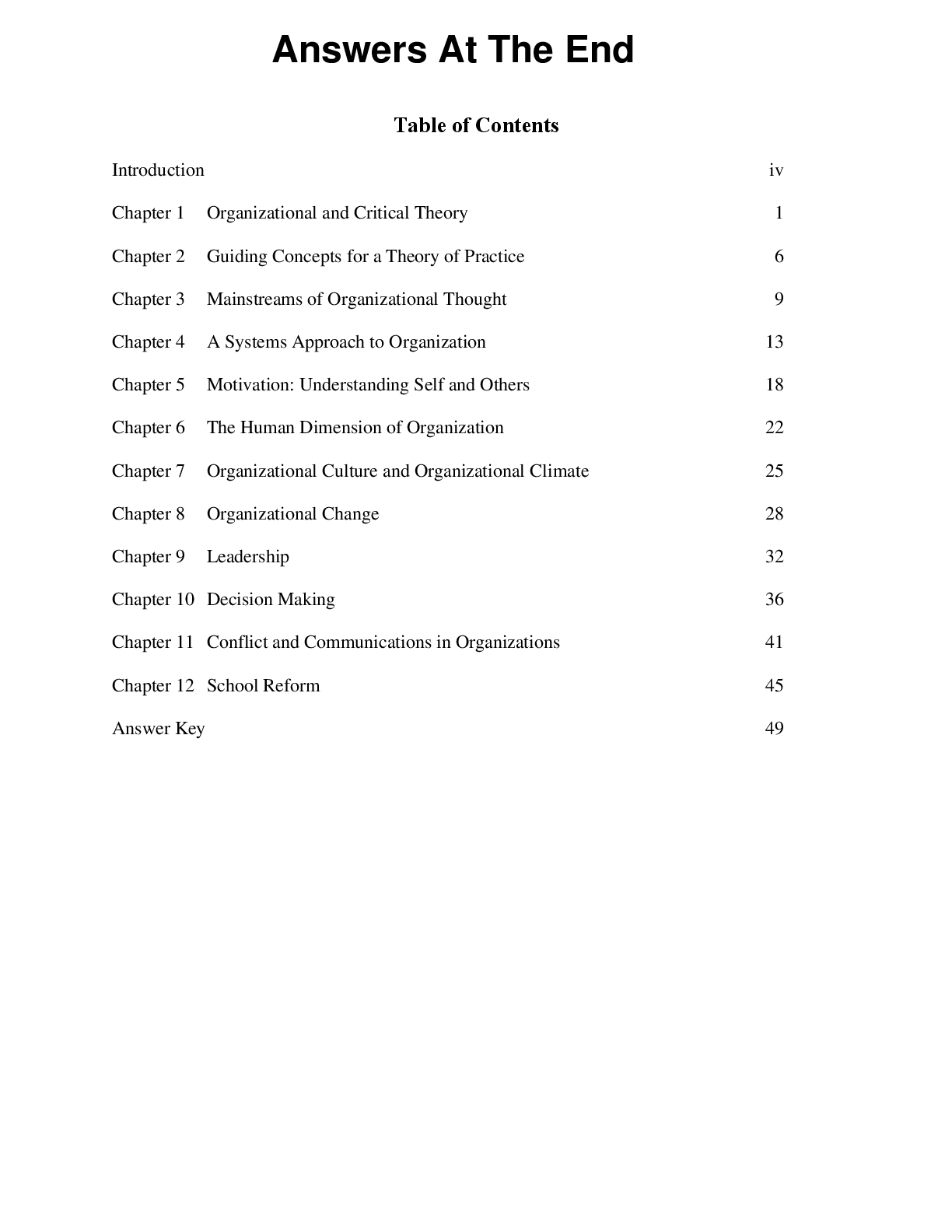 Recommended document preview for Organizational Behavior in Education Leadership and School Reform 12th Edition By Robert G. Owens, Thomas C. Valesky Test Bank