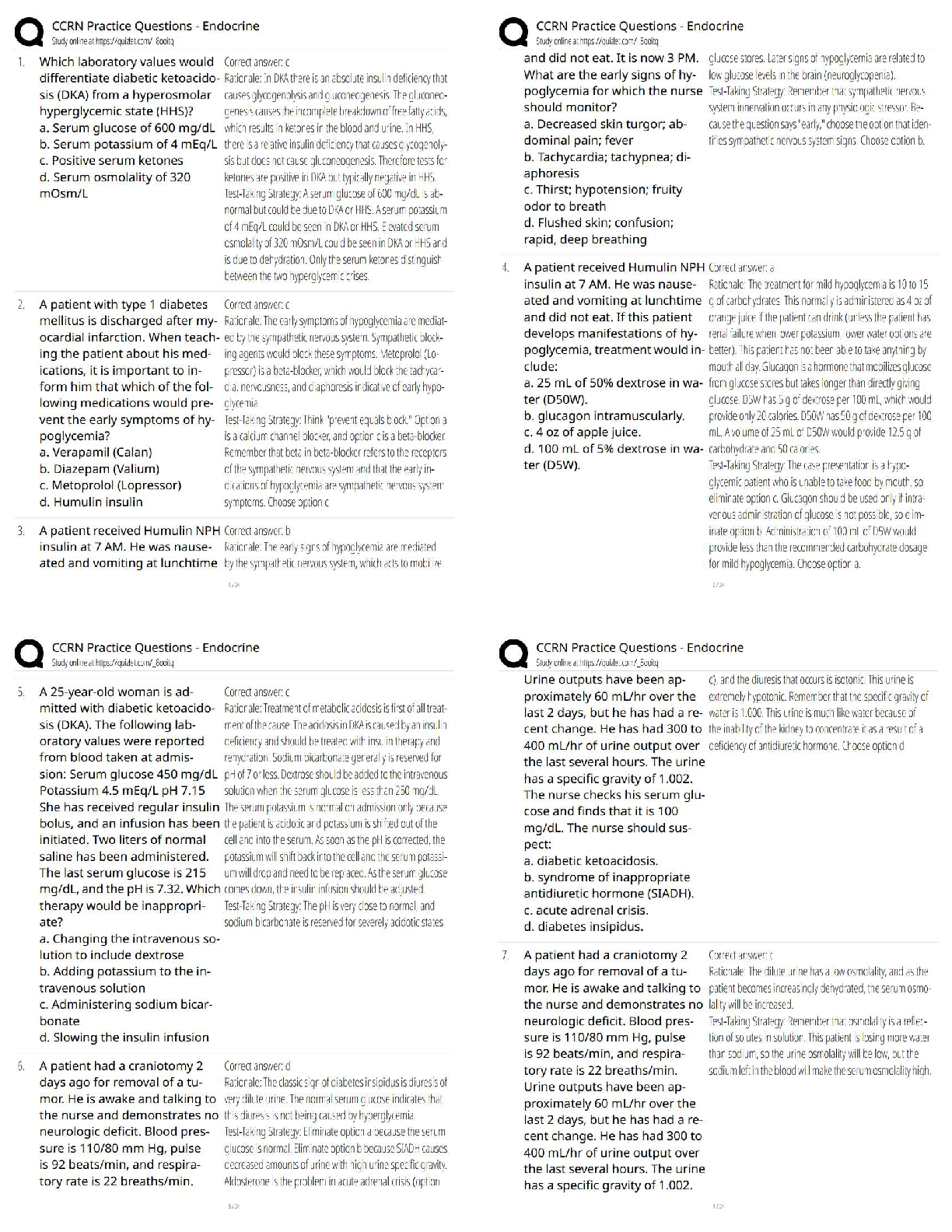 Recommended document preview for CCRN Endocrine Practice Questions 2026 / Score 100% / AACN New Version / ICU Test Bank