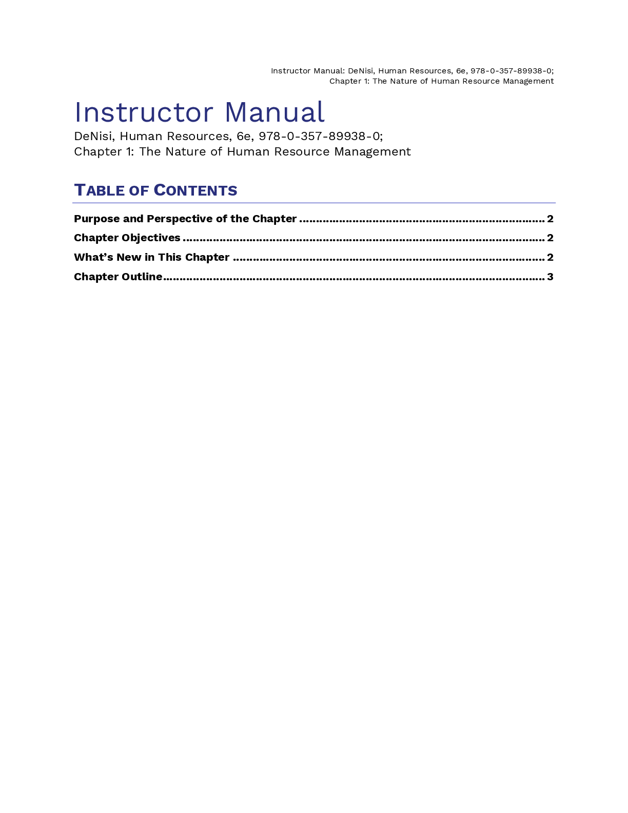 Instructor Manual For HR Human Resources 6th Edition By Angelo DeNisi, Ricky Griffin