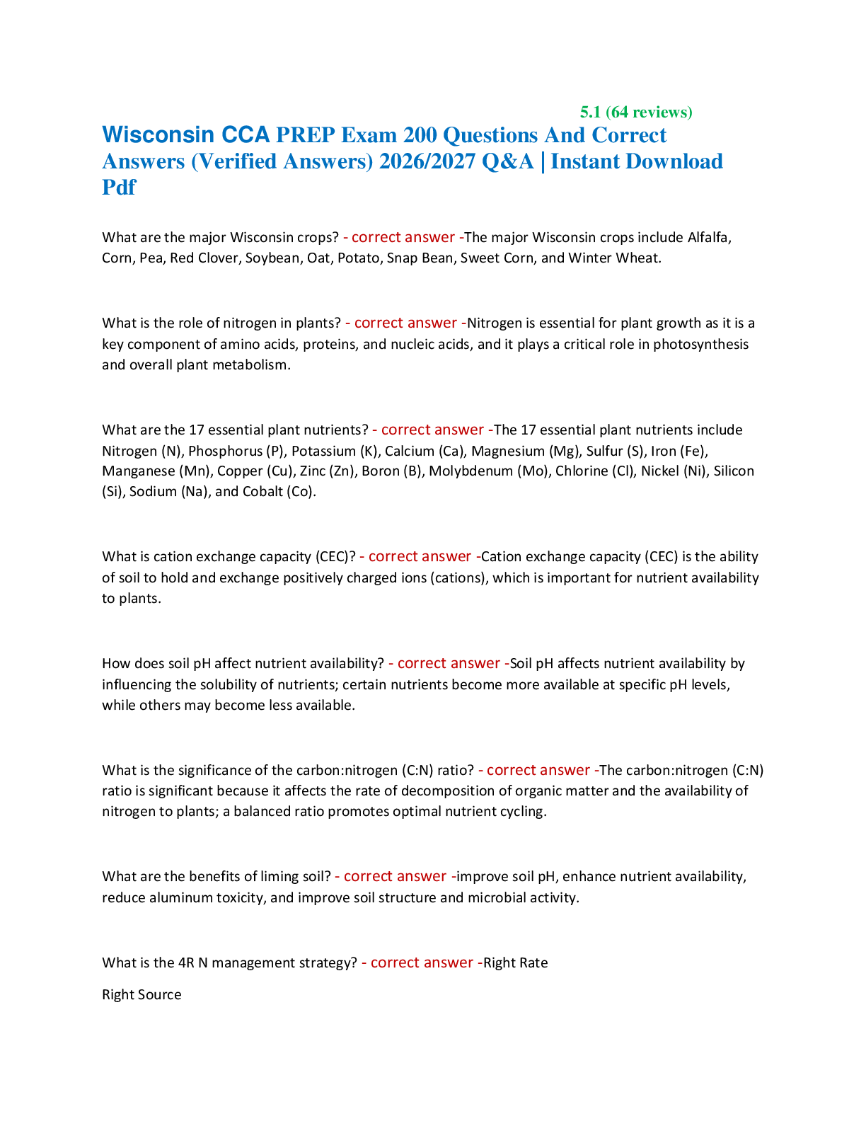 Preview of Wisconsin CCA PREP Exam 200 Questions And Correct  Answers (Verified Answers) 2026/2027 Q&