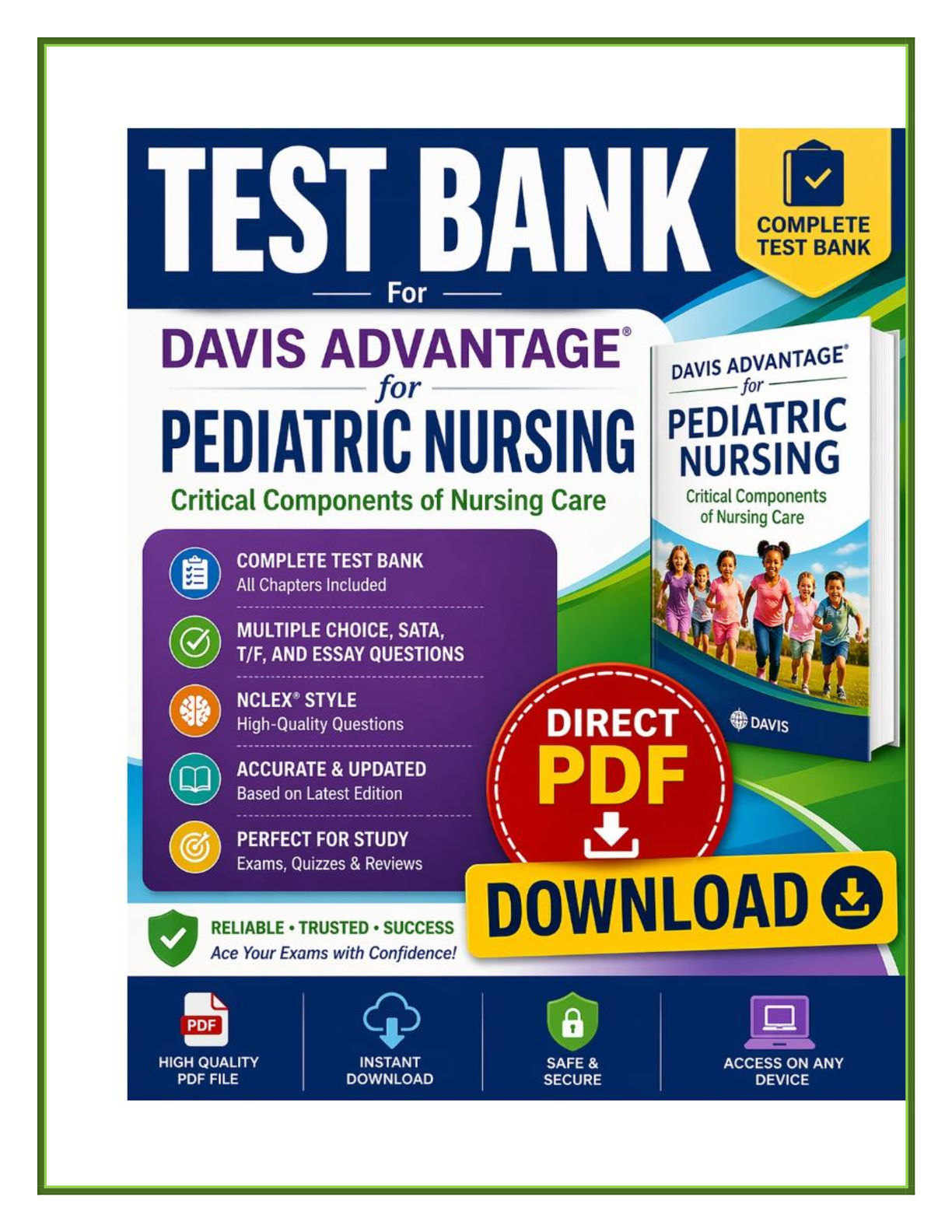 Preview image for ADVANTAGE FOR PEDIATRIC NURSING: CRITICAL  COMPONENTS OF NURSING CARE Complete Test Bank