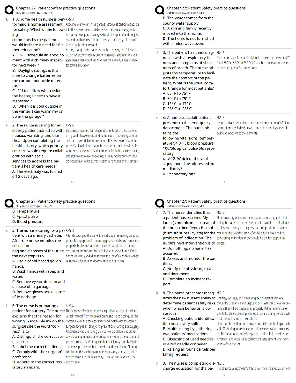 Recommended document preview for Chapter 27 Patient Safety Practice Questions / Score 100% / New Version / 2026 Update / Nursing Test Bank