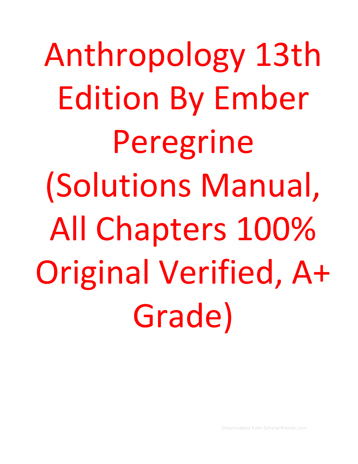 Preview of Solution Manual For Anthropology 13th Edition By Ember Peregrine