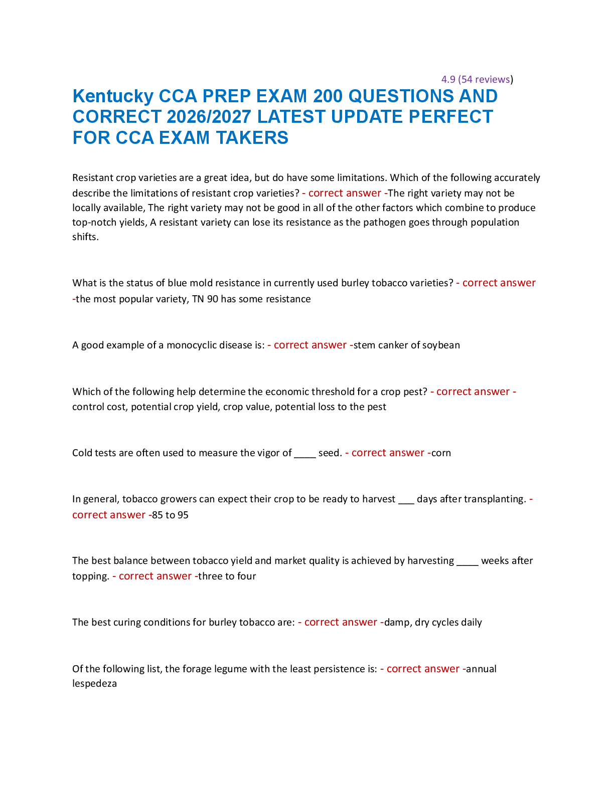Kentucky CCA PREP EXAM 200 QUESTIONS AND  CORRECT 2026/2027 LATEST UPDATE PERFECT  FOR CCA EXAM TAKERS