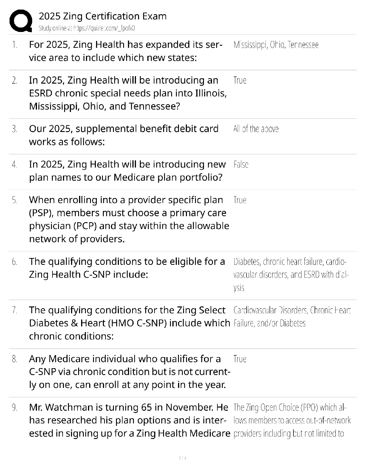 Recommended document preview for Zing Certification 2025 / Score 100% / New Version / 2025 Update