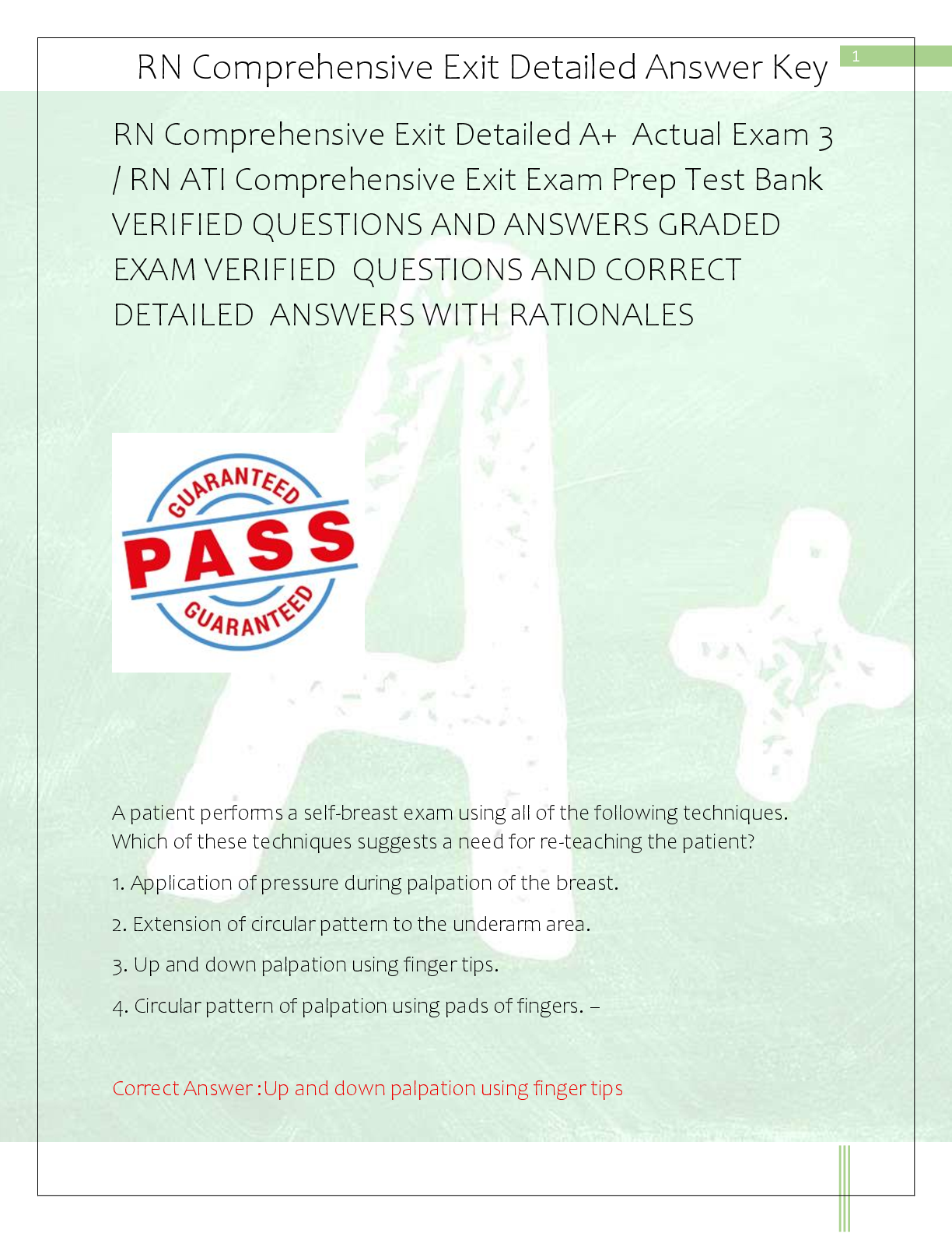 Preview of RN Comprehensive Exit Detailed A+  Actual Exam 3  / RN ATI Comprehensive Exit Exam Prep Te