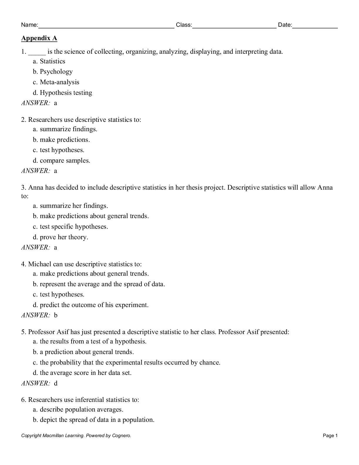 Recommended document preview for Scientific American Presenting Psychology 3rd Edition By Deborah Licht, Misty Hull, Coco Ballantyne Test Bank
