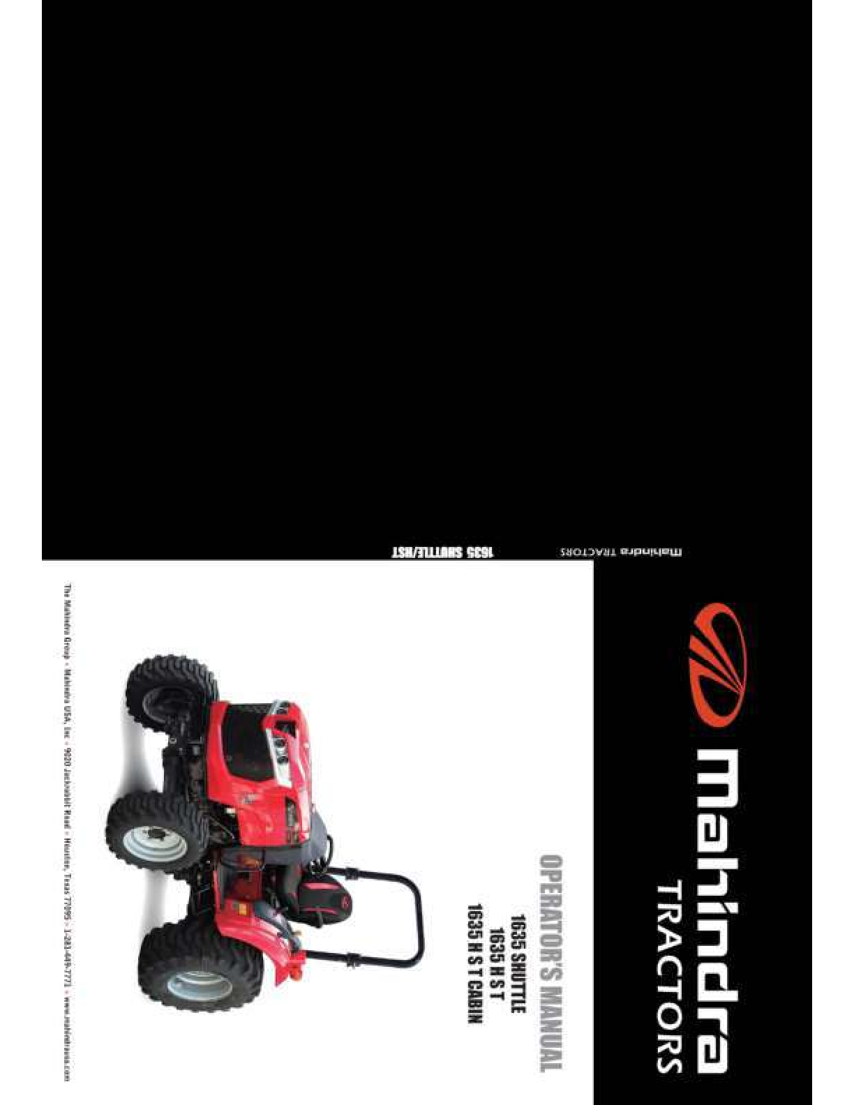Recommended document preview for MAHINDRA 1635 HST CABIN TRACTOR OPERATORS MANUAL