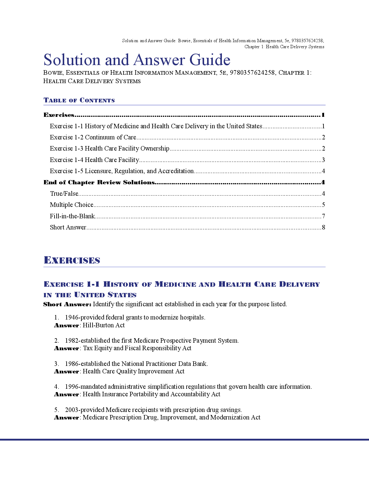 Recommended document preview for Solutions Manual For Essentials of Health Information Management Principles and Practices Principles and Practices 5th Edition By Mary Jo Bowie