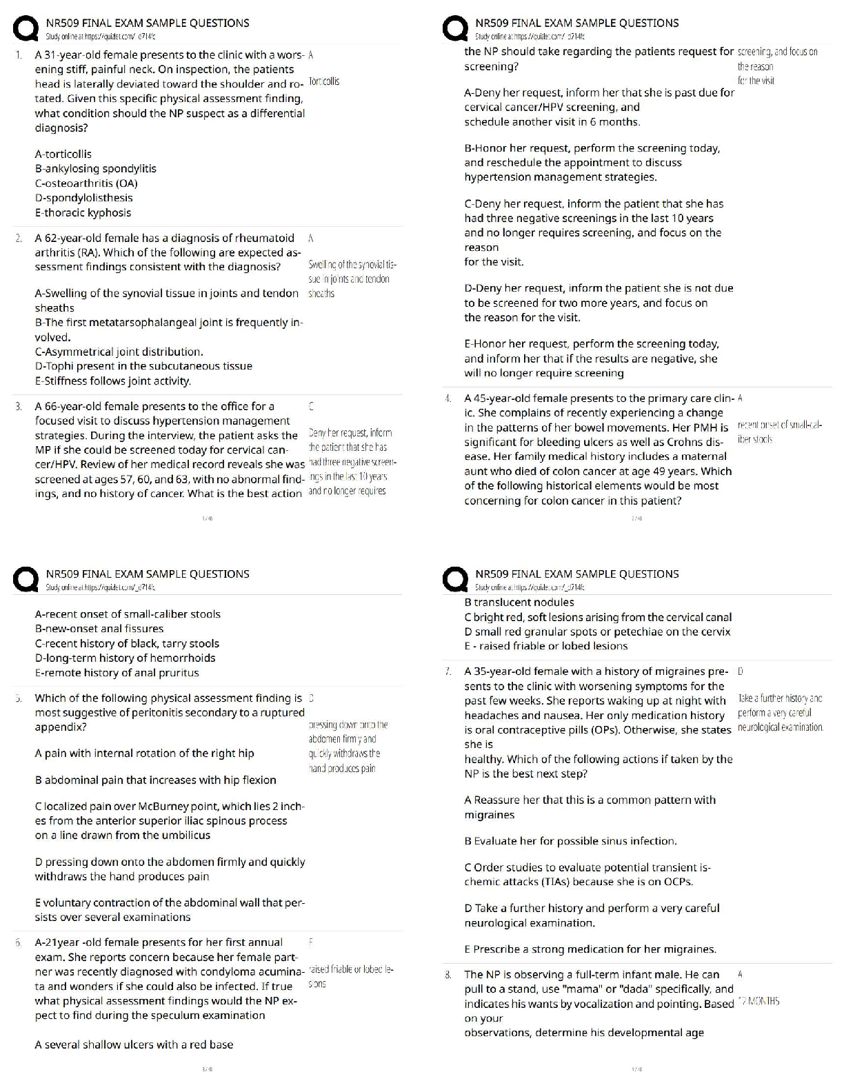Recommended document preview for NR509 FINAL EXAM SAMPLE QUESTIONS / Score 100% / New Version / 2026 Update