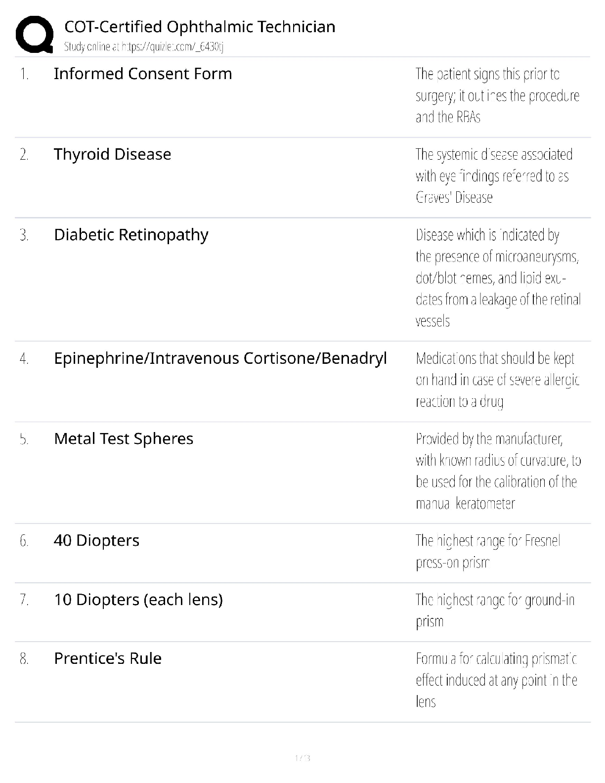 Recommended document preview for COT Certified Ophthalmic Technician / Score 100% / New Version / 2025 Update