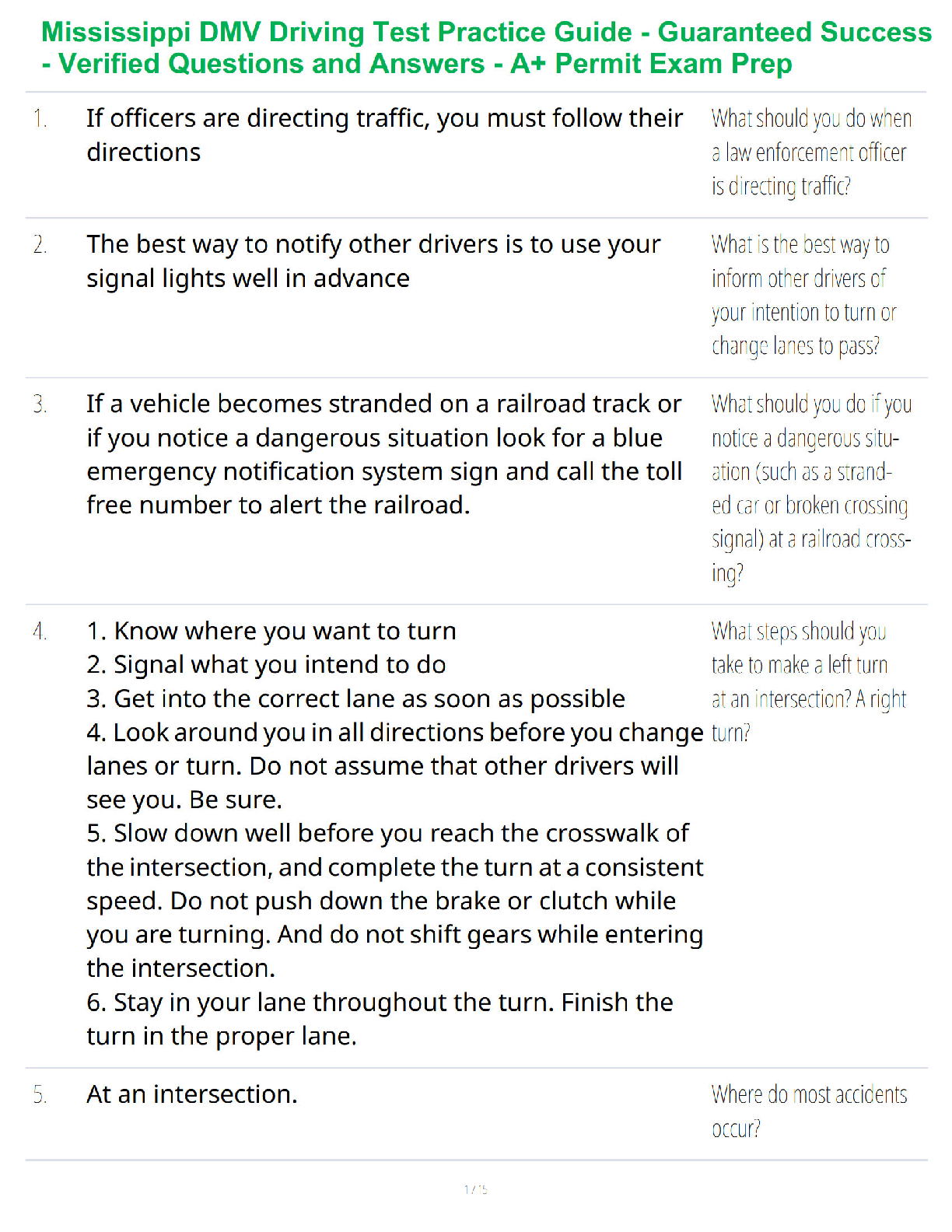 Mississippi DMV Driving Test Practice Guide - Guaranteed Success - Verified Questions and Answers - A+ Permit Exam Prep