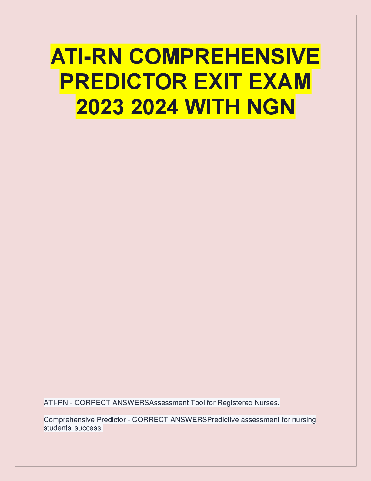 Recommended document preview for ATI RN Mental Health Proctored  Exam with NGN (100% CORRECT  Questions and Answers)