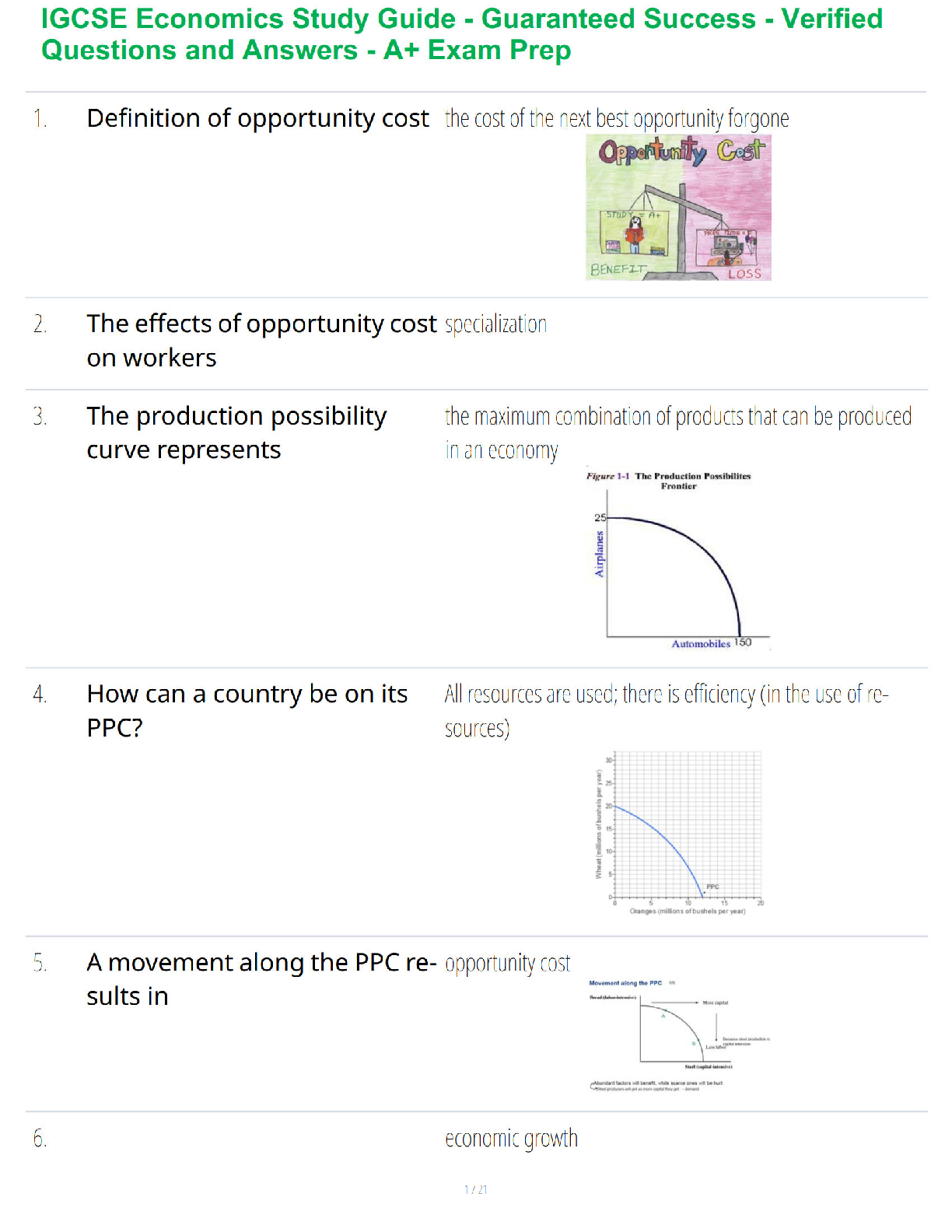 IGCSE Economics Study Guide - Guaranteed Success - Verified Questions and Answers - A+ Exam Prep